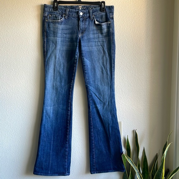 7 For All Mankind “A” Pocket White Stitching Flare Bootcut Denim Jeans 29 - Picture 2 of 8